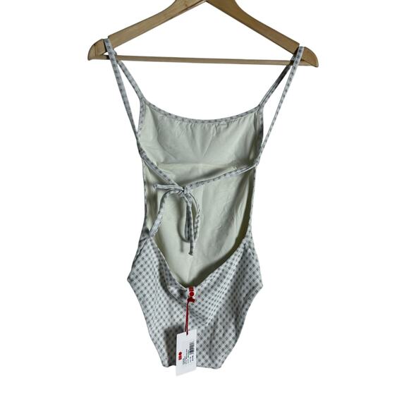 Solid & Striped Melissa One Piece Swimsuit White Metallic Lurex Gingham Size XS - Picture 9 of 14